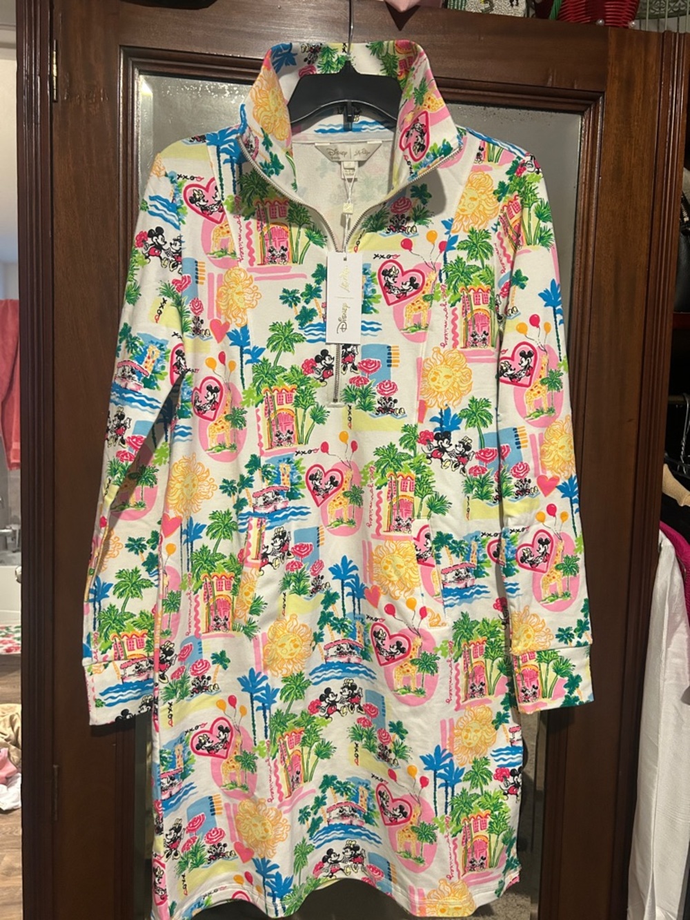 Lilly Pulitzer Multicolor Palm & Heart Print Pullover Dress